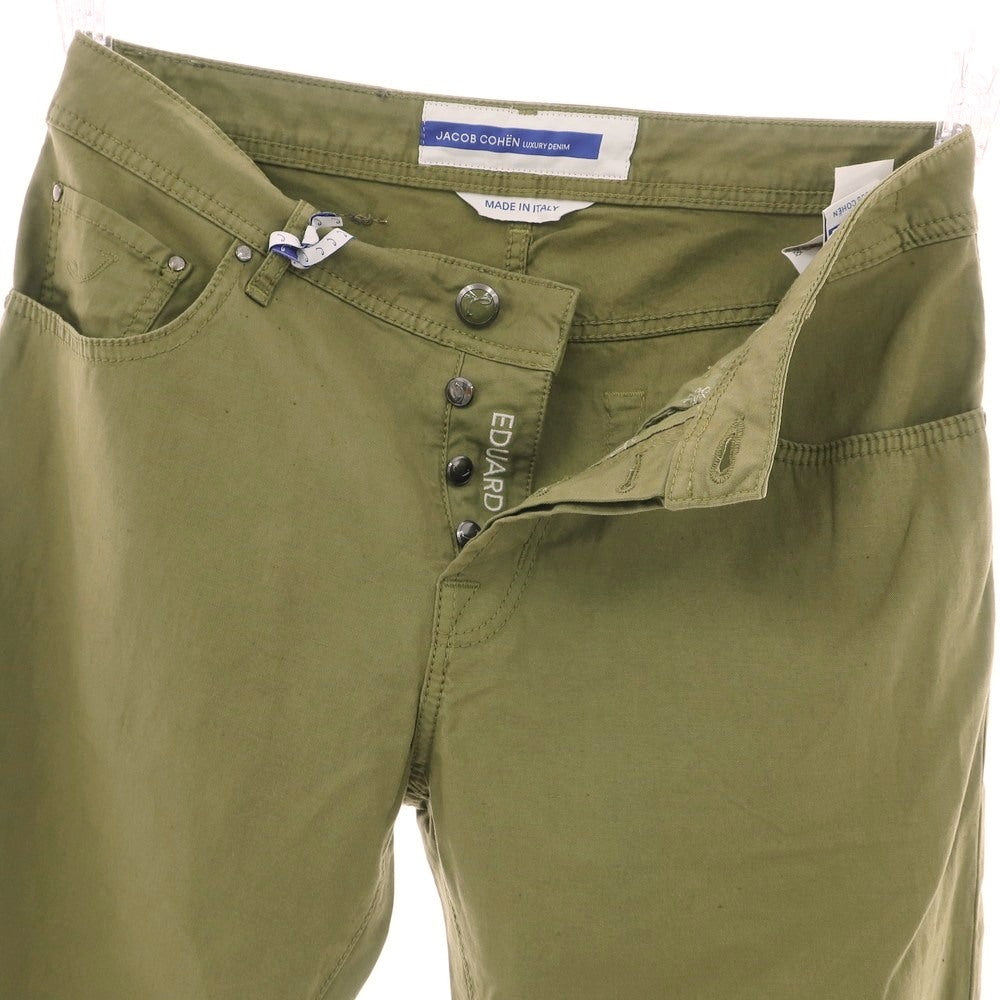 【新品アウトレット】ヤコブコーエン JACOB COHEN EDUARD ストレッチ リヨセルコットンリネン 5ポケットパンツ オリーブ【 34 】【 状態ランクN- 】【 メンズ 】