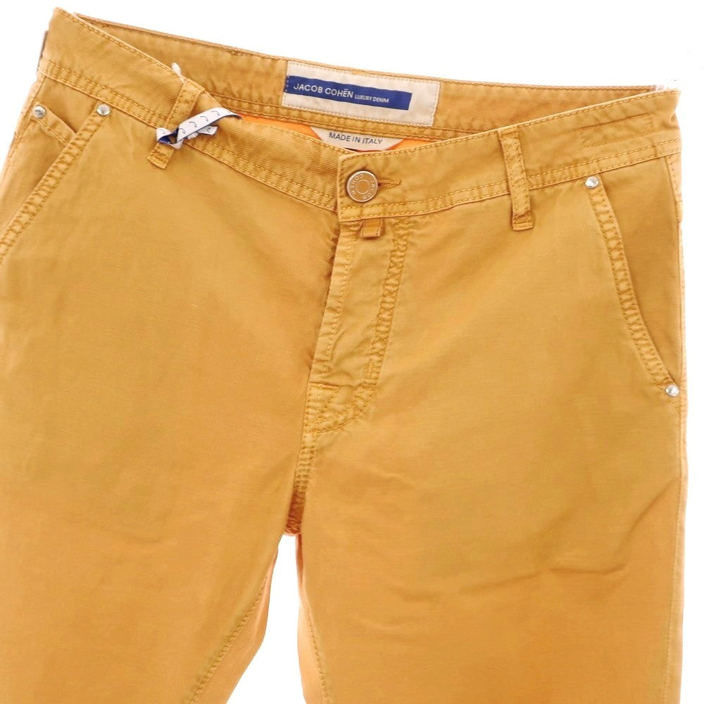 【新品】ヤコブコーエン JACOB COHEN LENNY ストレッチ コットンリネンリヨセル 5ポケットパンツ オレンジ系【 34 】【 状態ランクN 】【 メンズ 】