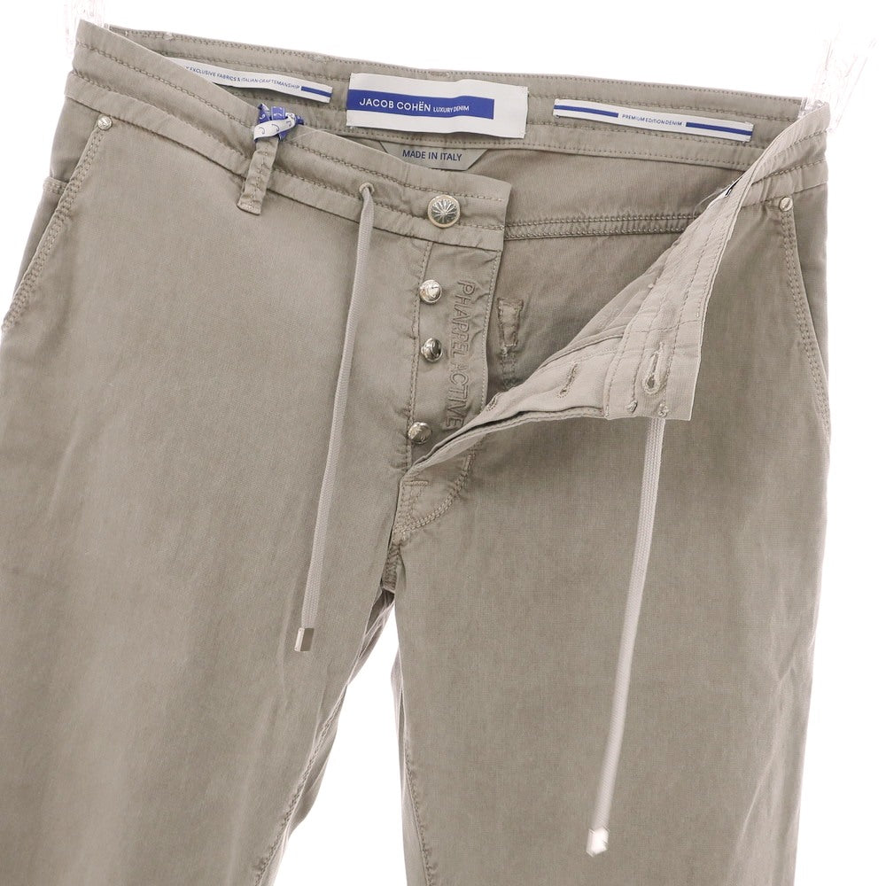 【新品】ヤコブコーエン JACOB COHEN PHARREL ACTIVE ストレッチ コットンリヨセル イージー 5ポケットパンツ グレージュ系【 34 】【 状態ランクN 】【 メンズ 】