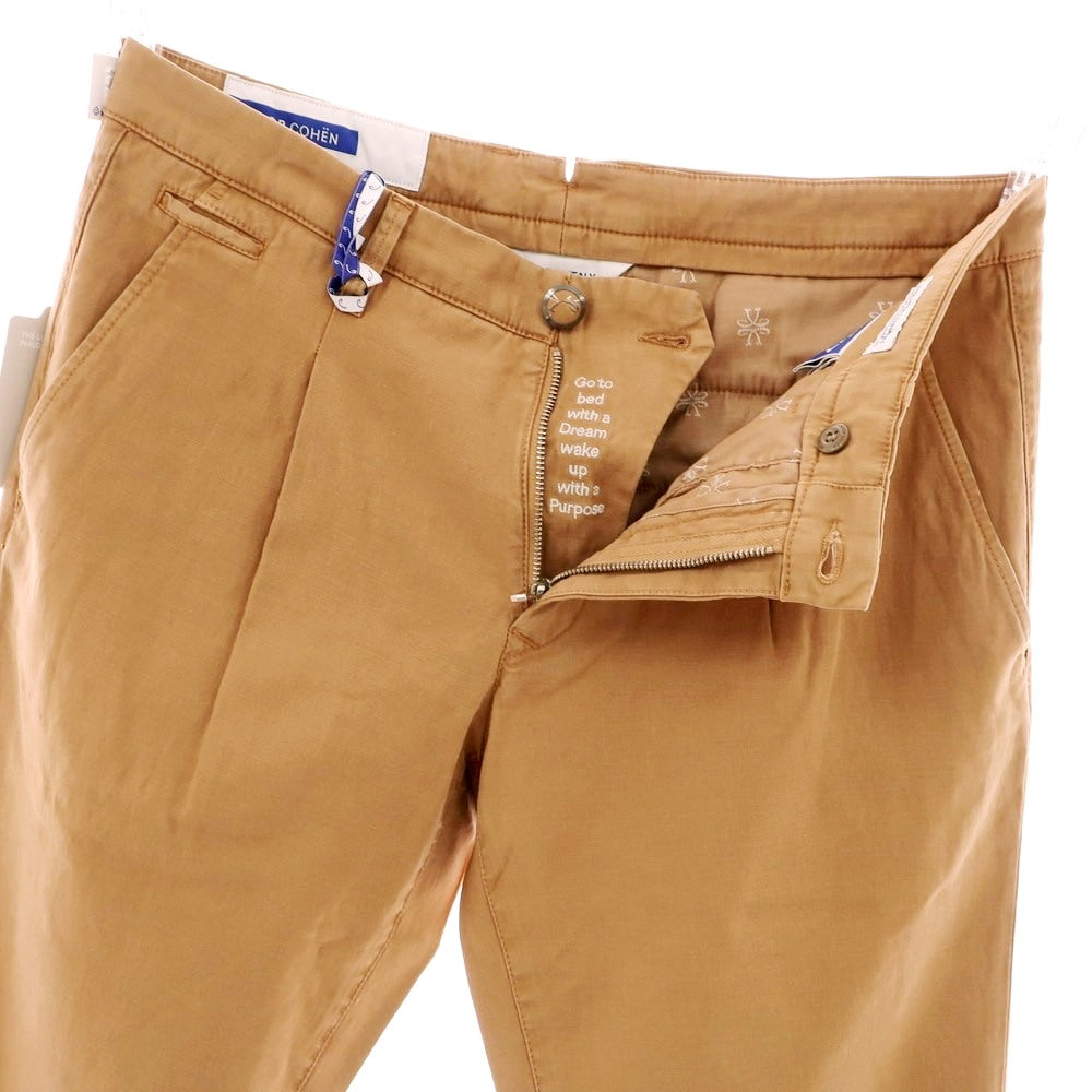 【新品】ヤコブコーエン JACOB COHEN BOBBY 2 ストレッチ リヨセルコットンリネン カジュアルスラックスパンツ ライトブラウン【 34 】【 状態ランクN 】【 メンズ 】