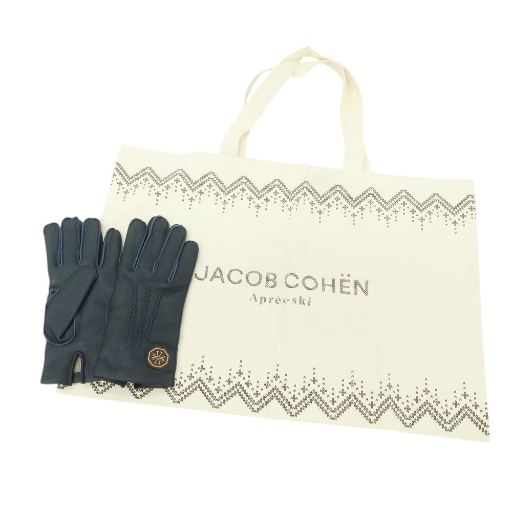 【新品】ヤコブコーエン JACOB COHEN ディアスキン カシミヤライニング 手袋 グローブ ネイビー【 L 】【 状態ランクN 】【 メンズ 】