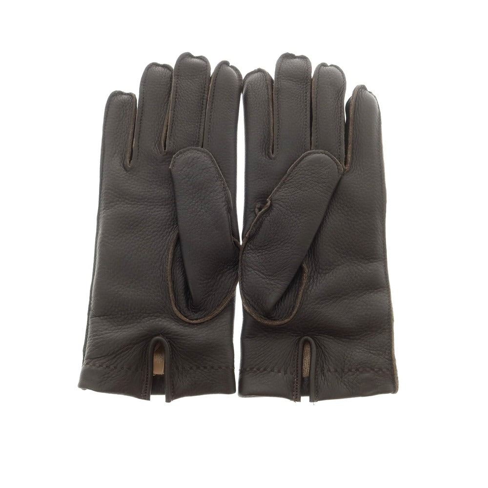【新品】ヤコブコーエン JACOB COHEN ディアスキン カシミヤライニング 手袋 グローブ ダークブラウン【 M 】【 状態ランクN 】【 メンズ 】