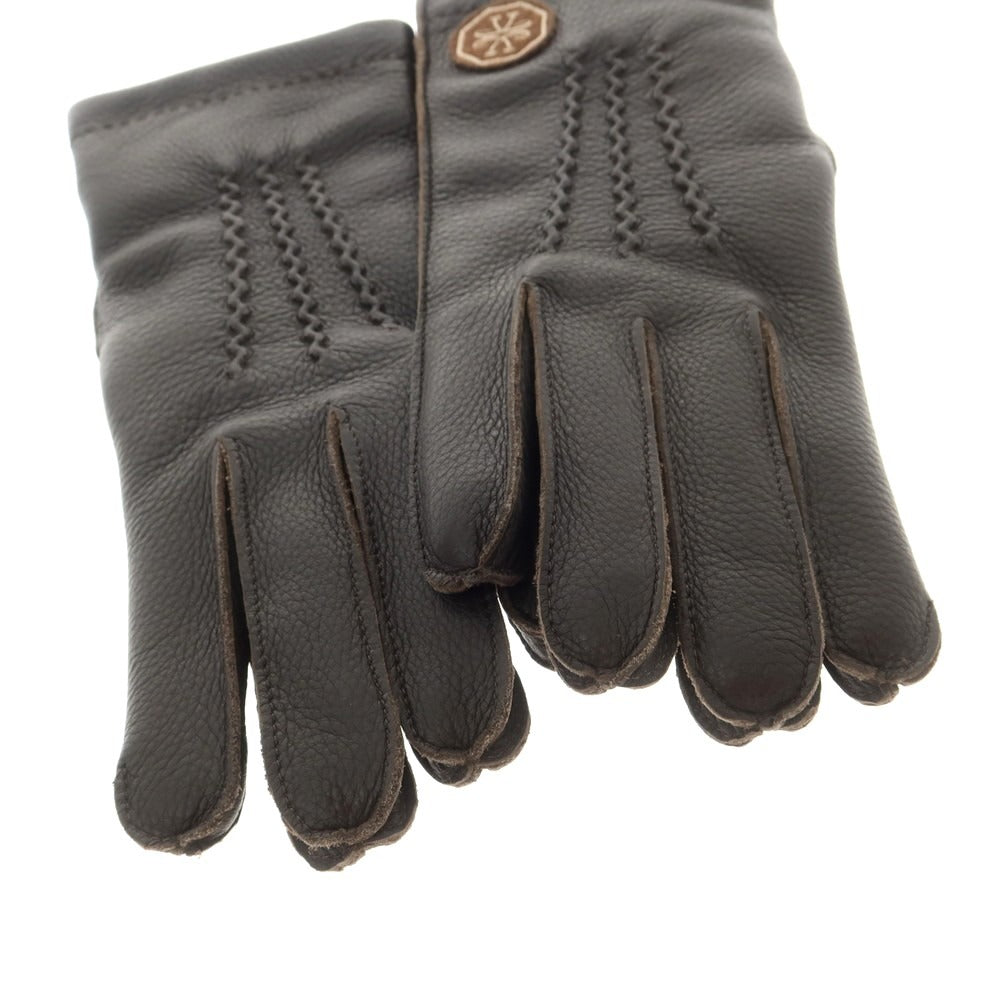 【新品】ヤコブコーエン JACOB COHEN ディアスキン カシミヤライニング 手袋 グローブ ダークブラウン【 M 】【 状態ランクN 】【 メンズ 】