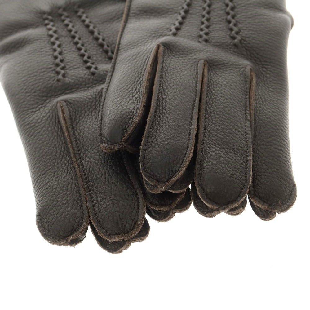 【新品】ヤコブコーエン JACOB COHEN ディアスキン カシミヤライニング 手袋 グローブ ダークブラウン【 M 】【 状態ランクN 】【 メンズ 】