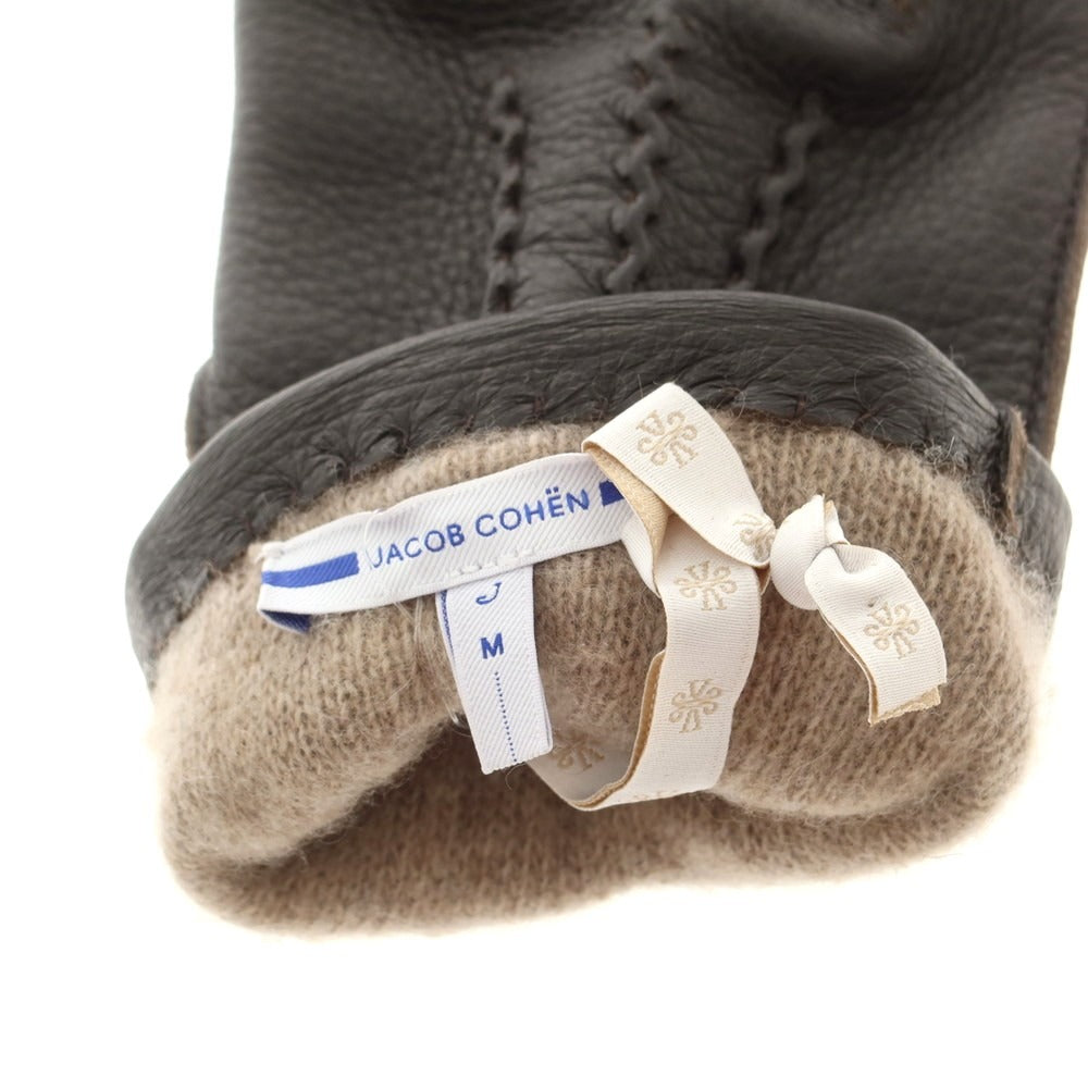 【新品】ヤコブコーエン JACOB COHEN ディアスキン カシミヤライニング 手袋 グローブ ダークブラウン【 M 】【 状態ランクN 】【 メンズ 】