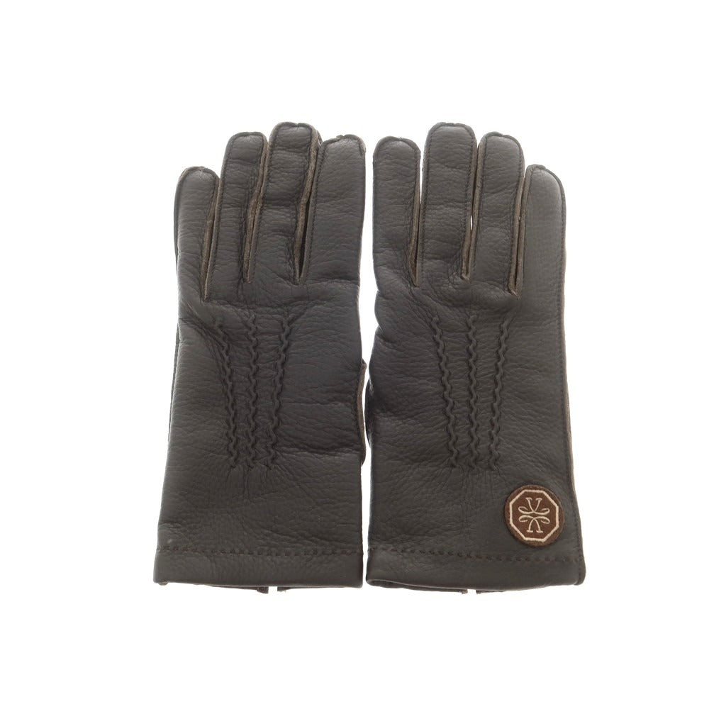 【新品】ヤコブコーエン JACOB COHEN ディアスキン カシミヤライニング 手袋 グローブ ダークブラウン【 L 】【 状態ランクN 】【 メンズ 】