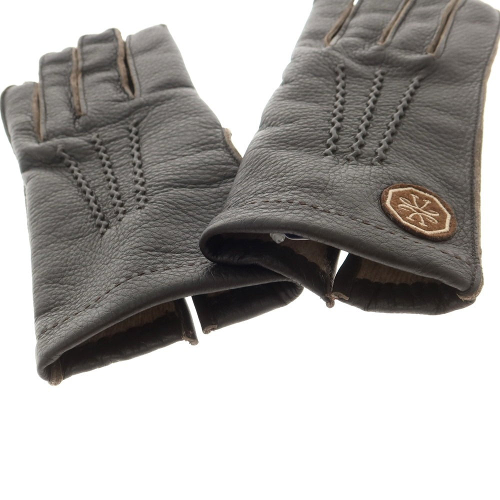 【新品】ヤコブコーエン JACOB COHEN ディアスキン カシミヤライニング 手袋 グローブ ダークブラウン【 L 】【 状態ランクN 】【 メンズ 】