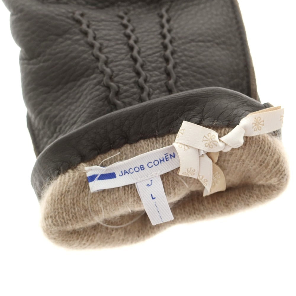 【新品】ヤコブコーエン JACOB COHEN ディアスキン カシミヤライニング 手袋 グローブ ダークブラウン【 L 】【 状態ランクN 】【 メンズ 】