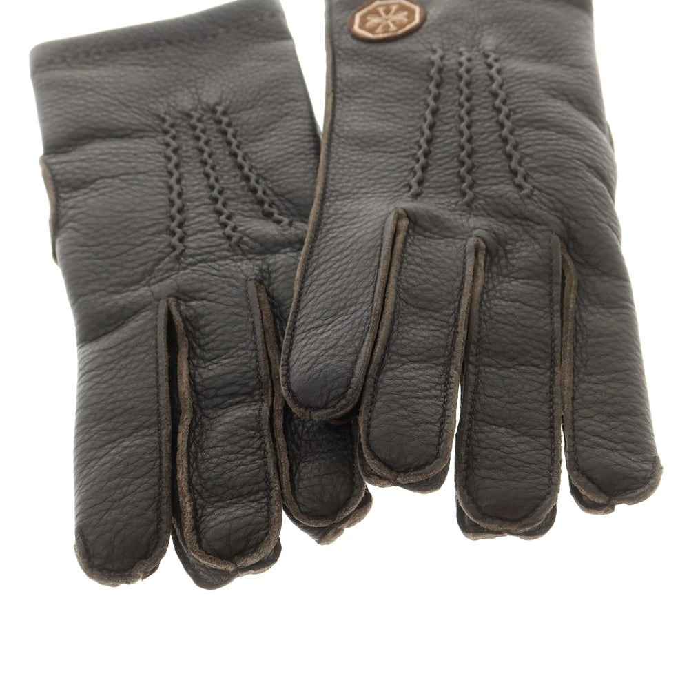 【新品】ヤコブコーエン JACOB COHEN ディアスキン カシミヤライニング 手袋 グローブ ダークブラウン【 XL 】【 状態ランクN 】【 メンズ 】