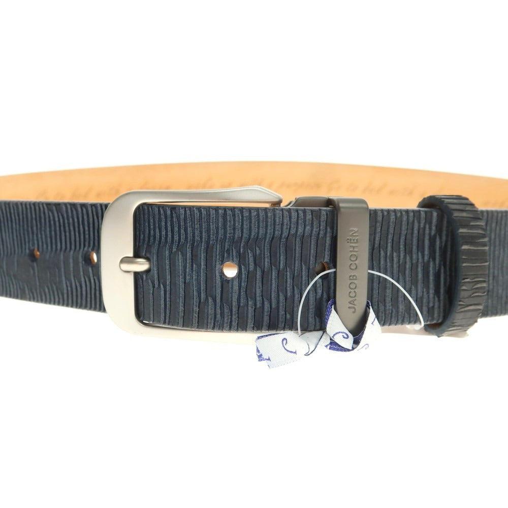 【新品】ヤコブコーエン JACOB COHEN カット加工 レザー ベルト ネイビー【 95 】【 状態ランクN 】【 メンズ 】