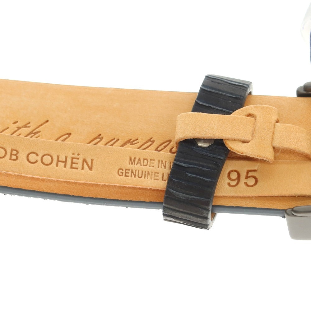 【新品】ヤコブコーエン JACOB COHEN カット加工 レザー ベルト ネイビー【 95 】【 状態ランクN 】【 メンズ 】