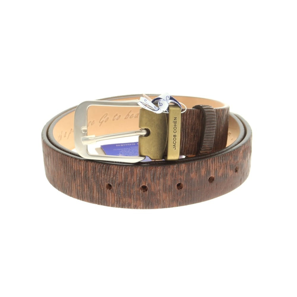【新品】ヤコブコーエン JACOB COHEN カット加工 レザー ベルト ブラウン【 95 】【 状態ランクN 】【 メンズ 】