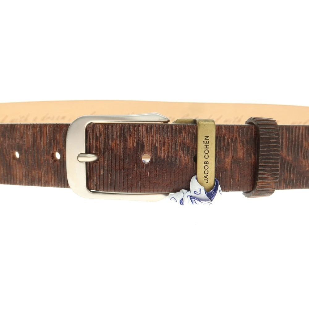 【新品】ヤコブコーエン JACOB COHEN カット加工 レザー ベルト ブラウン【 95 】【 状態ランクN 】【 メンズ 】