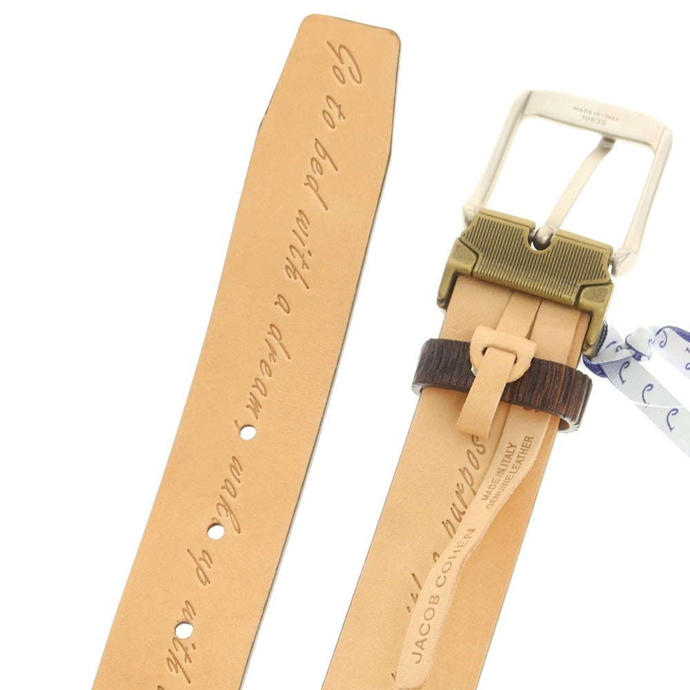 【新品】ヤコブコーエン JACOB COHEN カット加工 レザー ベルト ブラウン【 95 】【 状態ランクN 】【 メンズ 】