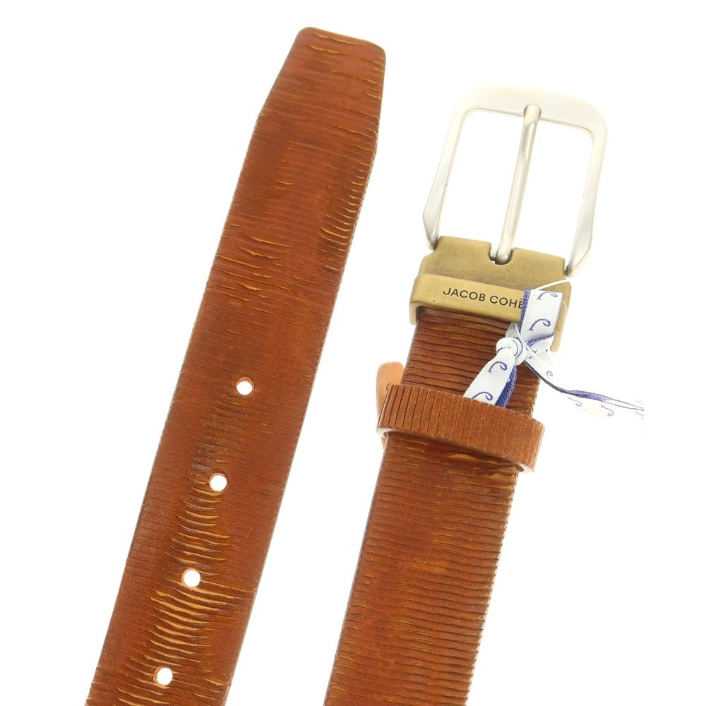 【新品】ヤコブコーエン JACOB COHEN カット加工 レザー ベルト ライトブラウン【 95 】【 状態ランクN 】【 メンズ 】