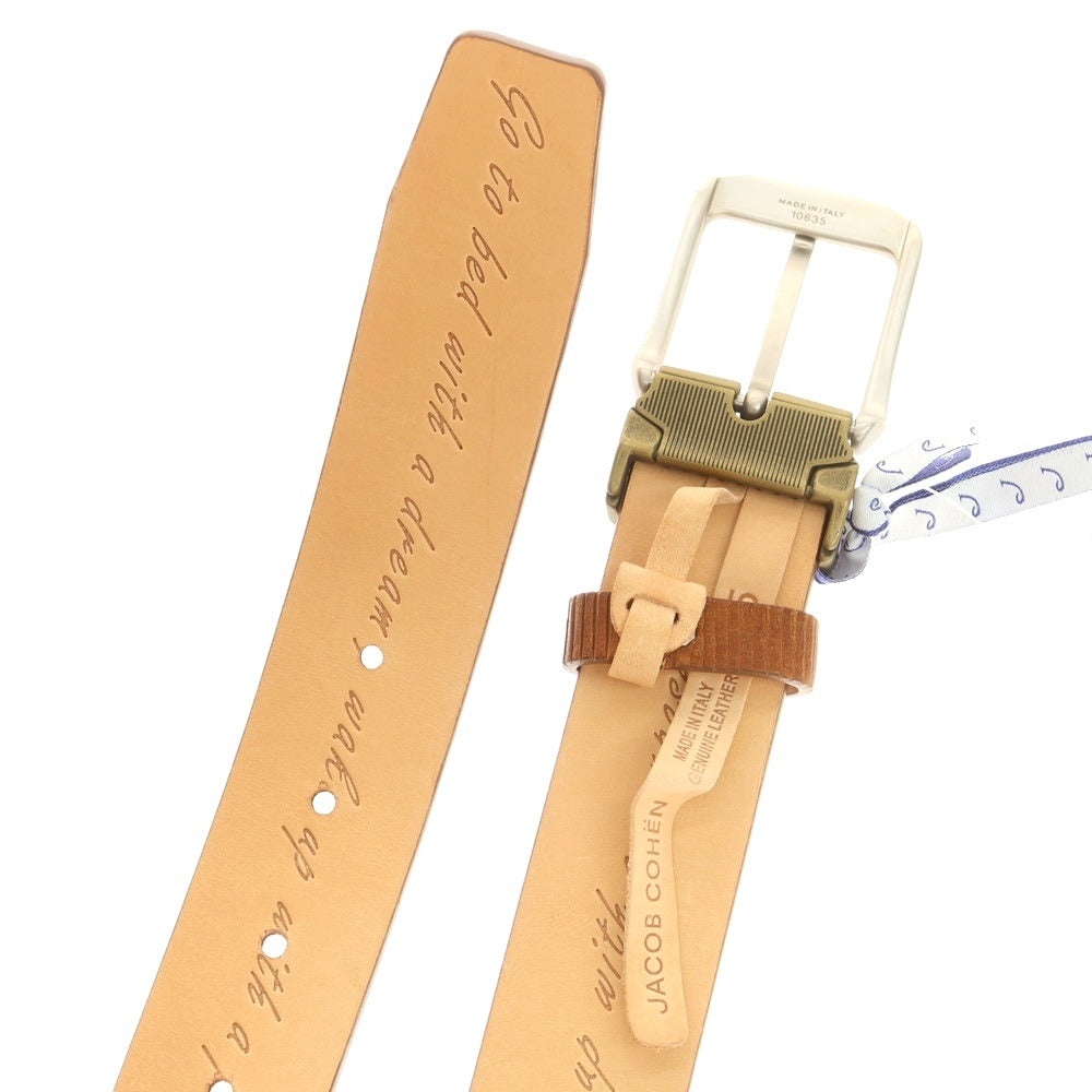 【新品】ヤコブコーエン JACOB COHEN カット加工 レザー ベルト ライトブラウン【 95 】【 状態ランクN 】【 メンズ 】