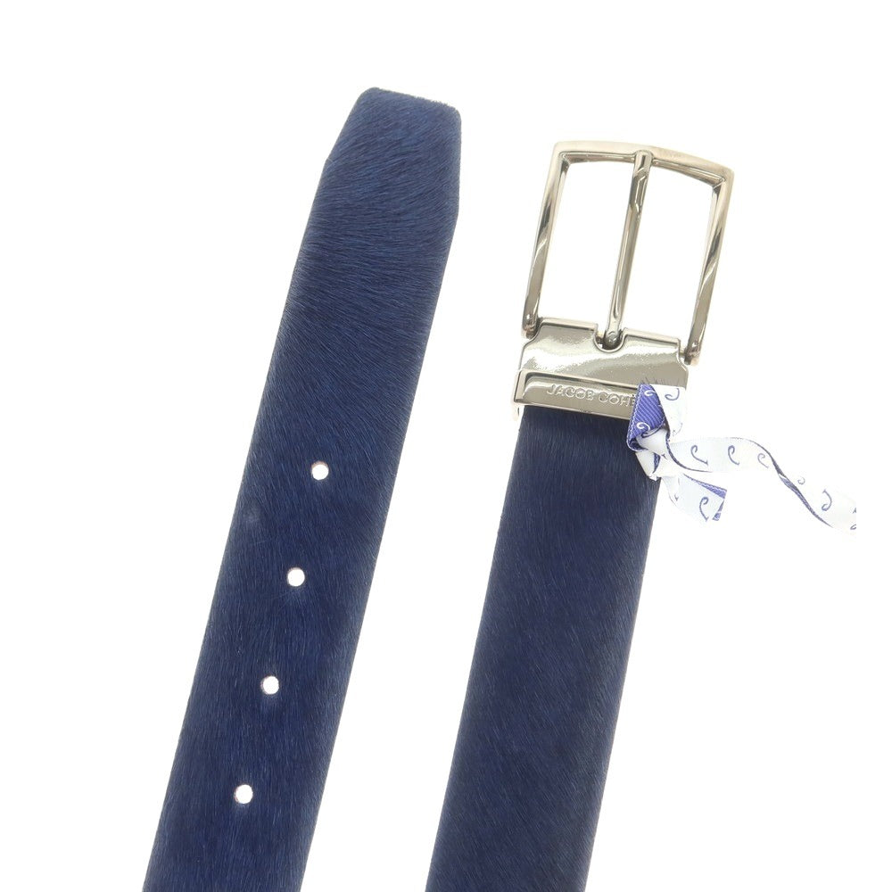 【新品】ヤコブコーエン JACOB COHEN ハラコレザー ベルト ネイビー【 85 】【 状態ランクN 】【 メンズ 】