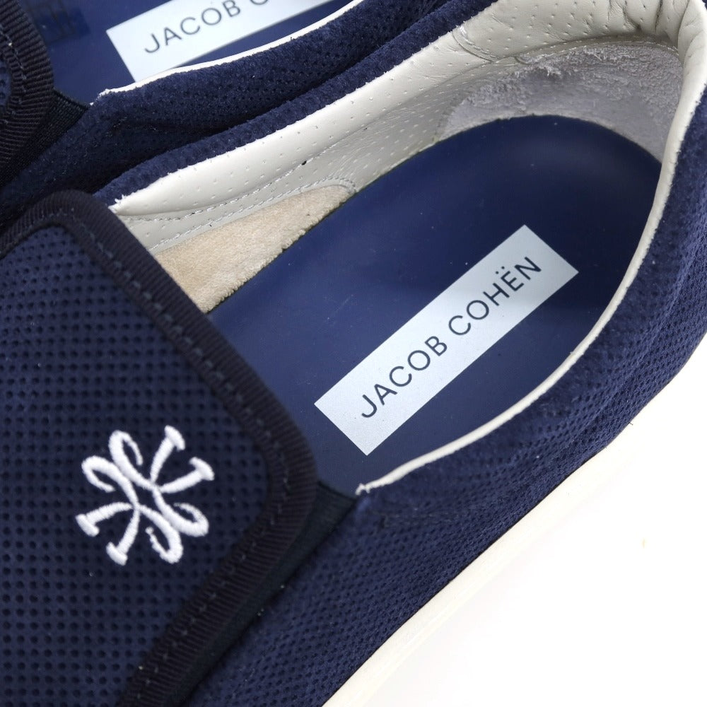 【新品】ヤコブコーエン JACOB COHEN スエードパンチングレザー スリッポン スニーカー ネイビー【 42 】【 状態ランクN 】【 メンズ 】
