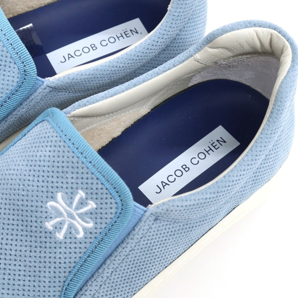 【新品】ヤコブコーエン JACOB COHEN スエードパンチングレザー スリッポン スニーカー ライトブルー【 41 】【 状態ランクN 】【 メンズ 】