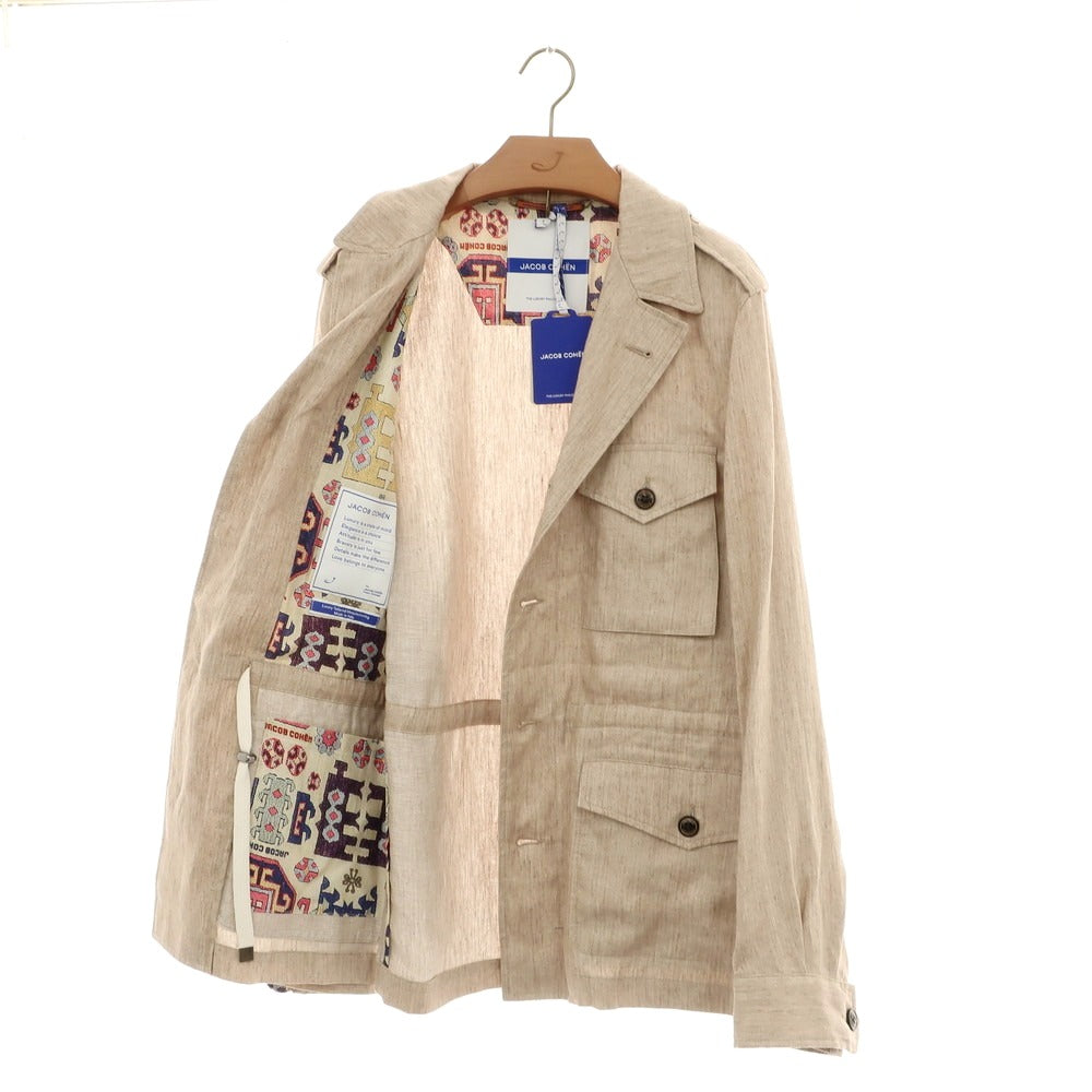 【新品】ヤコブコーエン JACOB COHEN リネン ミリタリージャケット ベージュ【 50 】【 状態ランクN 】【 メンズ 】