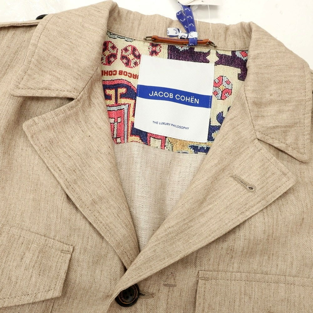 【新品】ヤコブコーエン JACOB COHEN リネン ミリタリージャケット ベージュ【 50 】【 状態ランクN 】【 メンズ 】