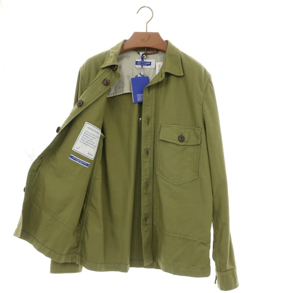 【新品】ヤコブコーエン JACOB COHEN ストレッチコットンリネン シャツジャケット オリーブ【 L 】【 状態ランクN 】【 メンズ 】