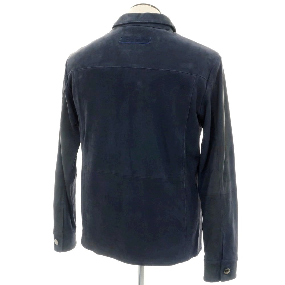 【中古】ヤコブコーエン JACOB COHEN ヌバック レザーブルゾン ネイビー【 50 】【 状態ランクC 】【 メンズ 】