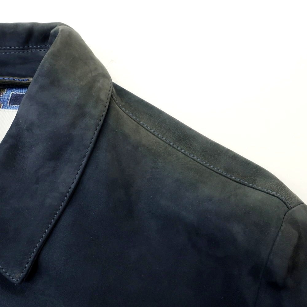 【中古】ヤコブコーエン JACOB COHEN ヌバック レザーブルゾン ネイビー【 50 】【 状態ランクC 】【 メンズ 】