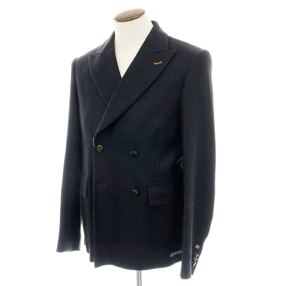 【新品】ヤコブコーエン JACOB COHEN リネンコットン ダブルテーラードジャケット ネイビー【 50 】【 状態ランクN 】【 メンズ 】