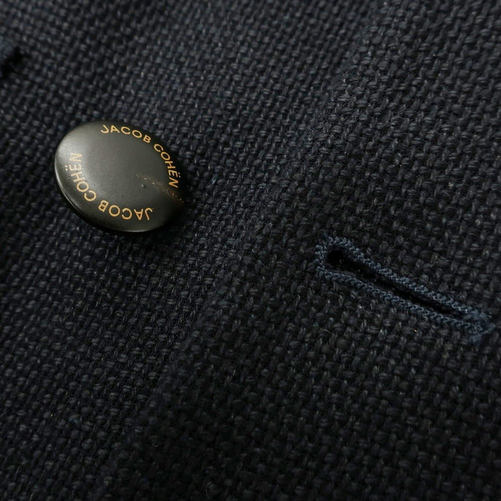 【新品】ヤコブコーエン JACOB COHEN リネンコットン ダブルテーラードジャケット ネイビー【 50 】【 状態ランクN 】【 メンズ 】