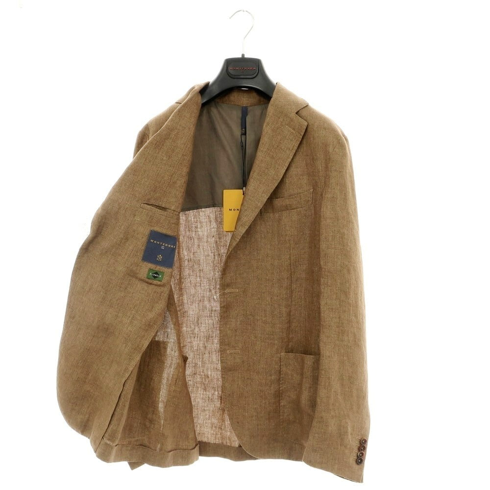 【新品】モンテドーロ Montedoro リネン テーラードジャケット ライトブラウン【 50 】【 状態ランクN 】【 メンズ 】