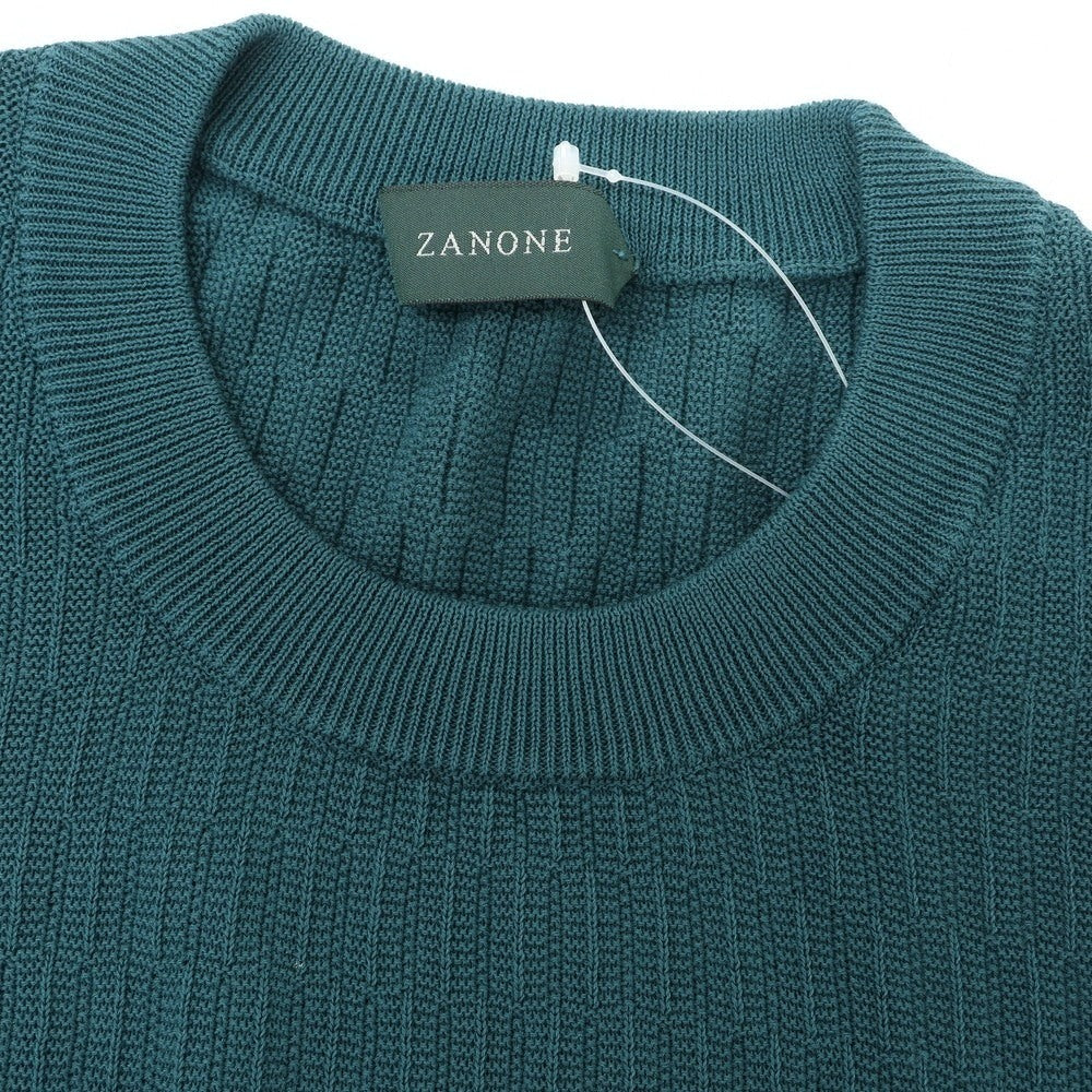 【新品】ザノーネ ZANONE コットン クルーネック プルオーバーニット ダークピーコックグリーン系【 48 】【 状態ランクN 】【 メンズ 】