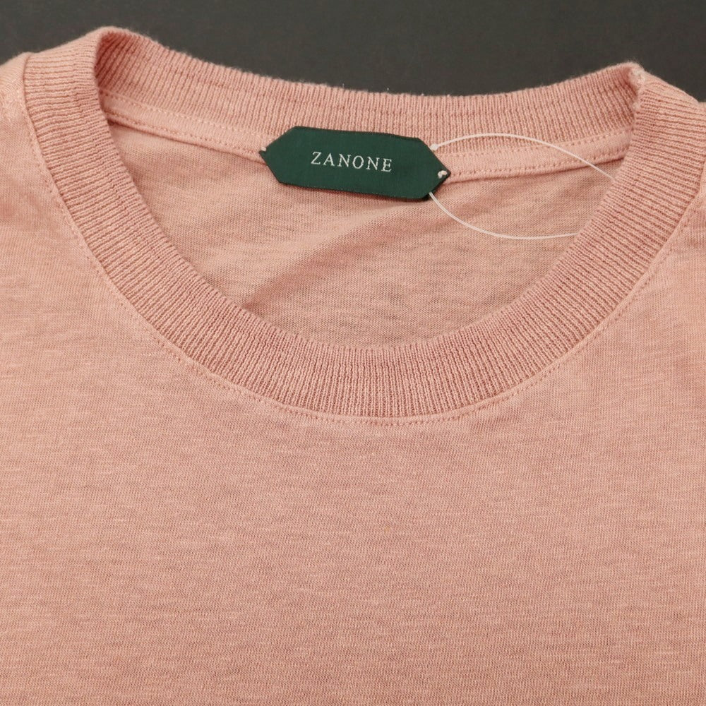 【新品】ザノーネ ZANONE コットンリネンリヨセル クルーネック 半袖Tシャツ ピンク系【 46 】【 状態ランクN 】【 メンズ 】