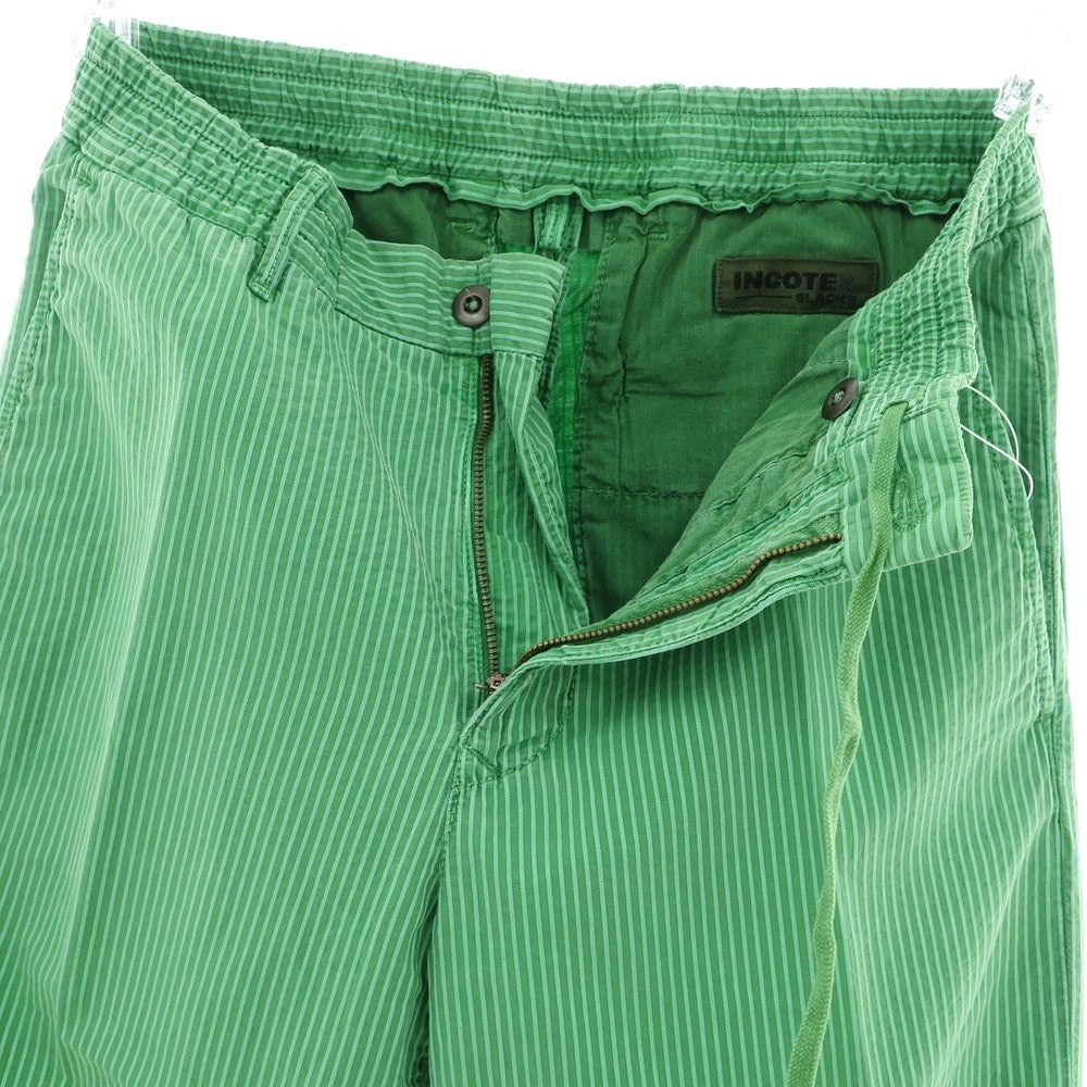 【新品】インコテックス スラックス INCOTEX SLACKS コットンリヨセル ストライプ イージーパンツ グリーン【 29 】【 状態ランクN 】【 メンズ 】