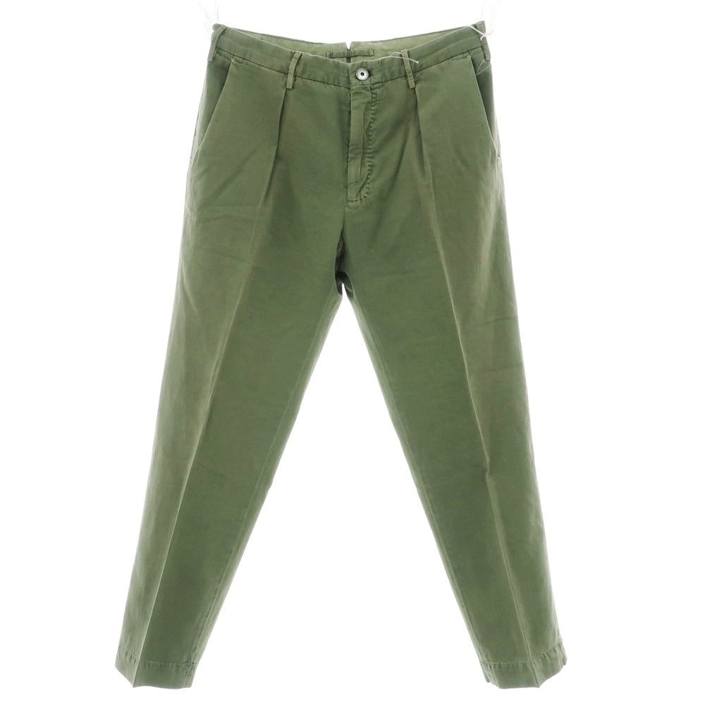 【中古】インコテックス スローウェア INCOTEX SLOWEAR ストレッチ コットンリネン カジュアルスラックスパンツ オリーブ【 48R 】【 状態ランクB 】【 メンズ 】