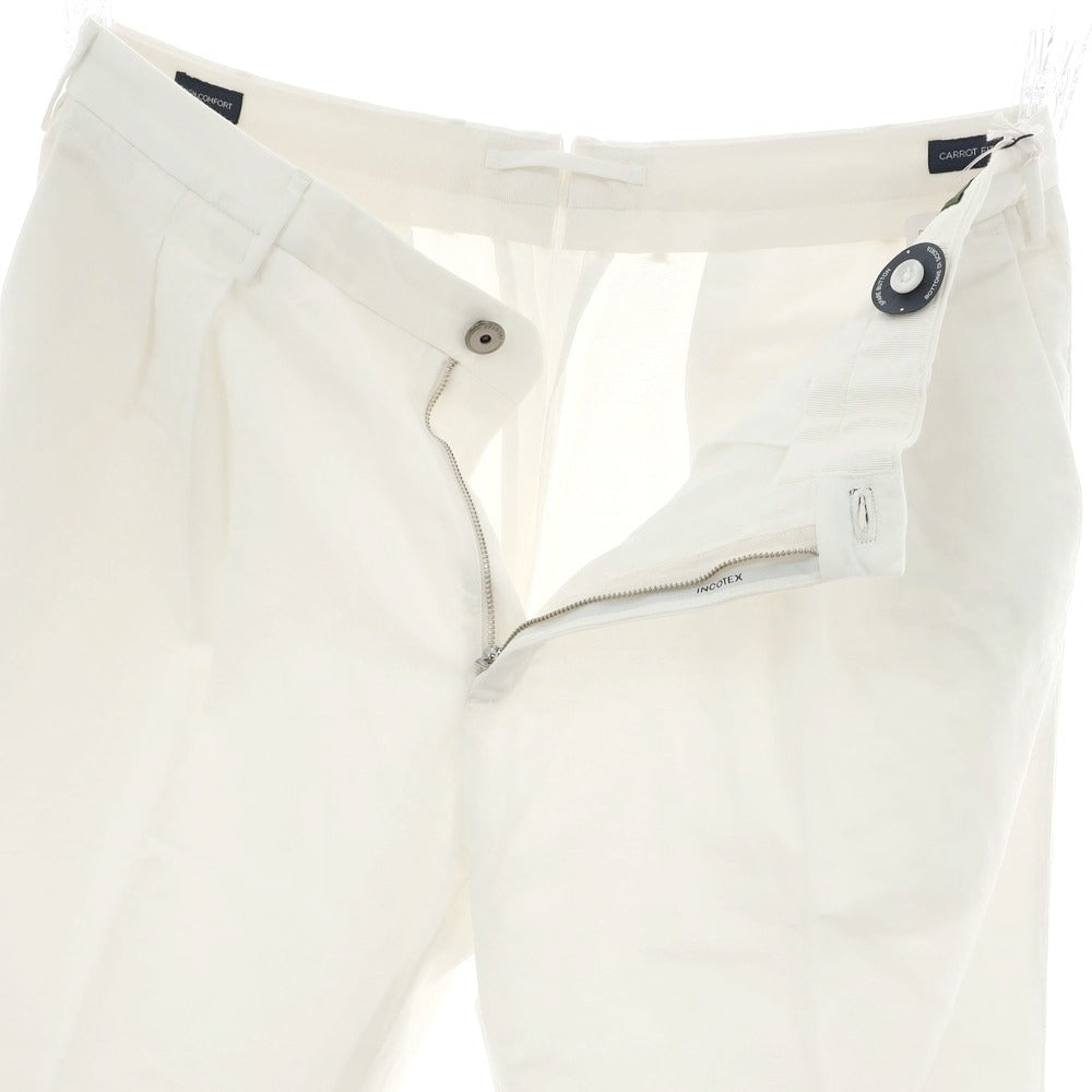 【新品】インコテックス スローウェア INCOTEX SLOWEAR ストレッチ コットンリネン カジュアルスラックスパンツ ホワイト【 52L 】【 状態ランクN 】【 メンズ 】