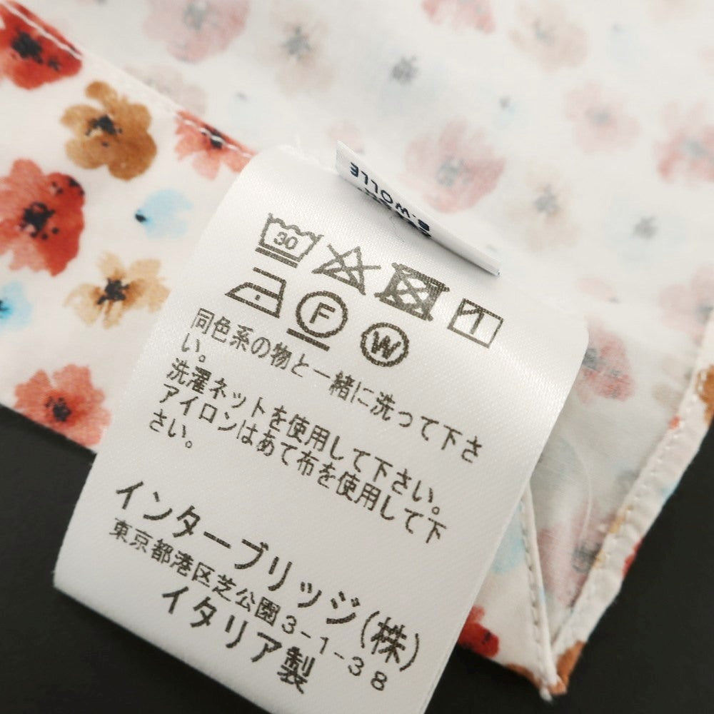 【中古】ボリエッロ BORRIELLO コットン 花柄 ワイドカラー カジュアルシャツ ホワイトxレッド【 L 】【 状態ランクC 】【 メンズ 】