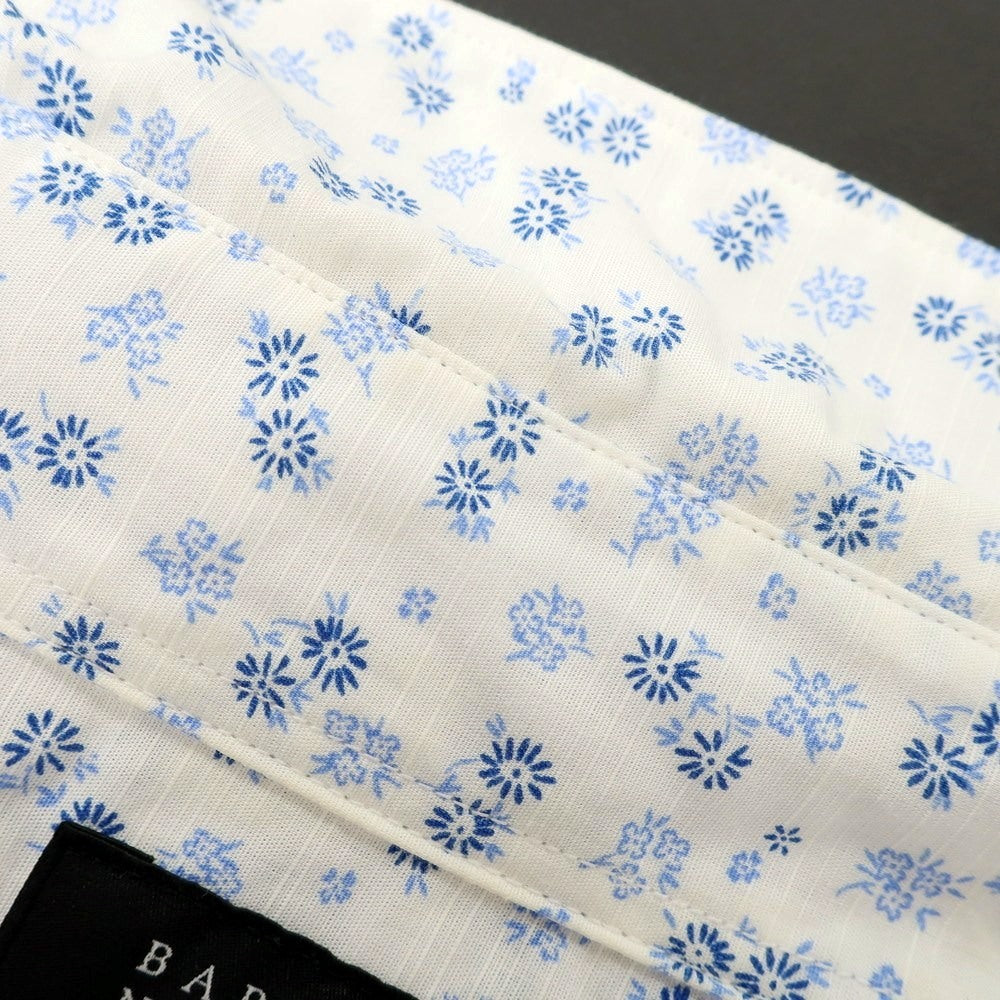 【中古】バーニーズニューヨーク BARNEYS NEWYORK コットン 小花柄 ワイドカラー カジュアルシャツ ホワイトxブルー【 L 】【 状態ランクC 】【 メンズ 】