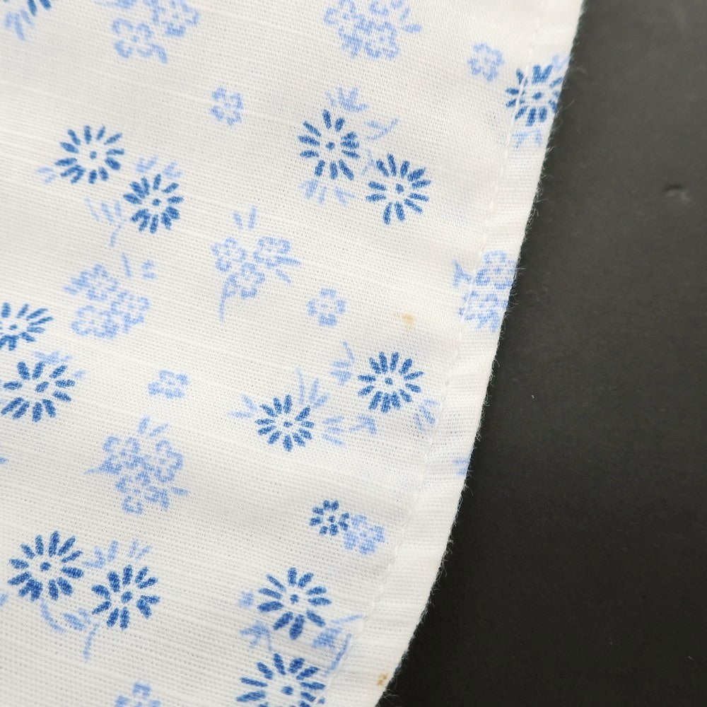 【中古】バーニーズニューヨーク BARNEYS NEWYORK コットン 小花柄 ワイドカラー カジュアルシャツ ホワイトxブルー【 L 】【 状態ランクC 】【 メンズ 】