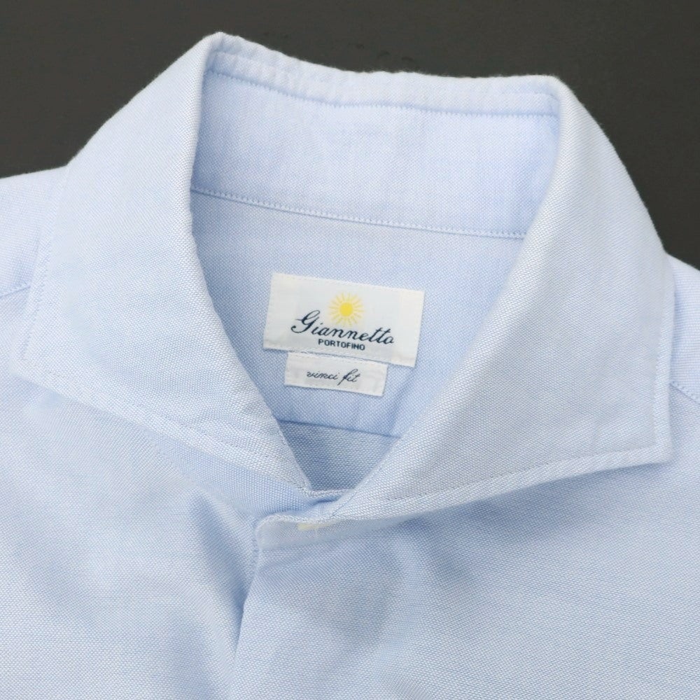 【中古】ジャンネット giannetto コットン ホリゾンタルカラー ドレスシャツ ライトブルー【 40 】【 状態ランクC 】【 メンズ 】