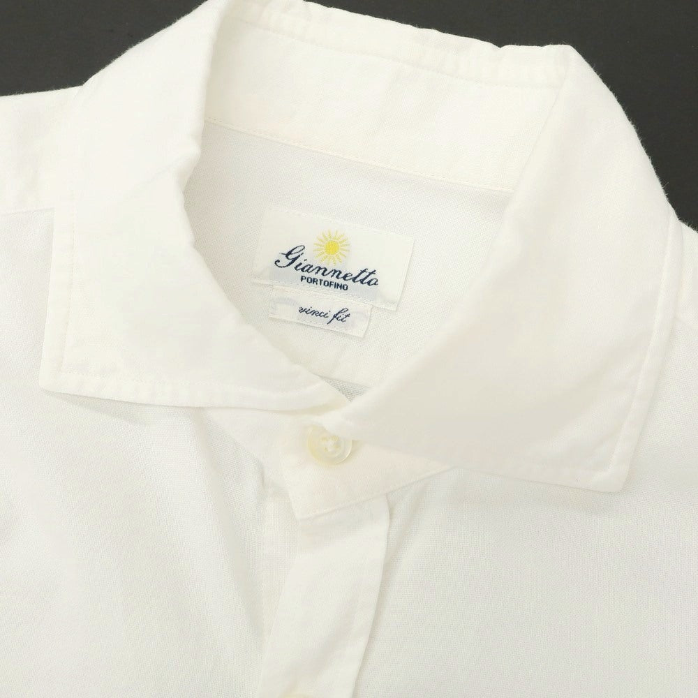 【中古】ジャンネット giannetto コットン ワイドカラー ドレスシャツ ホワイト【 M 】【 状態ランクC 】【 メンズ 】