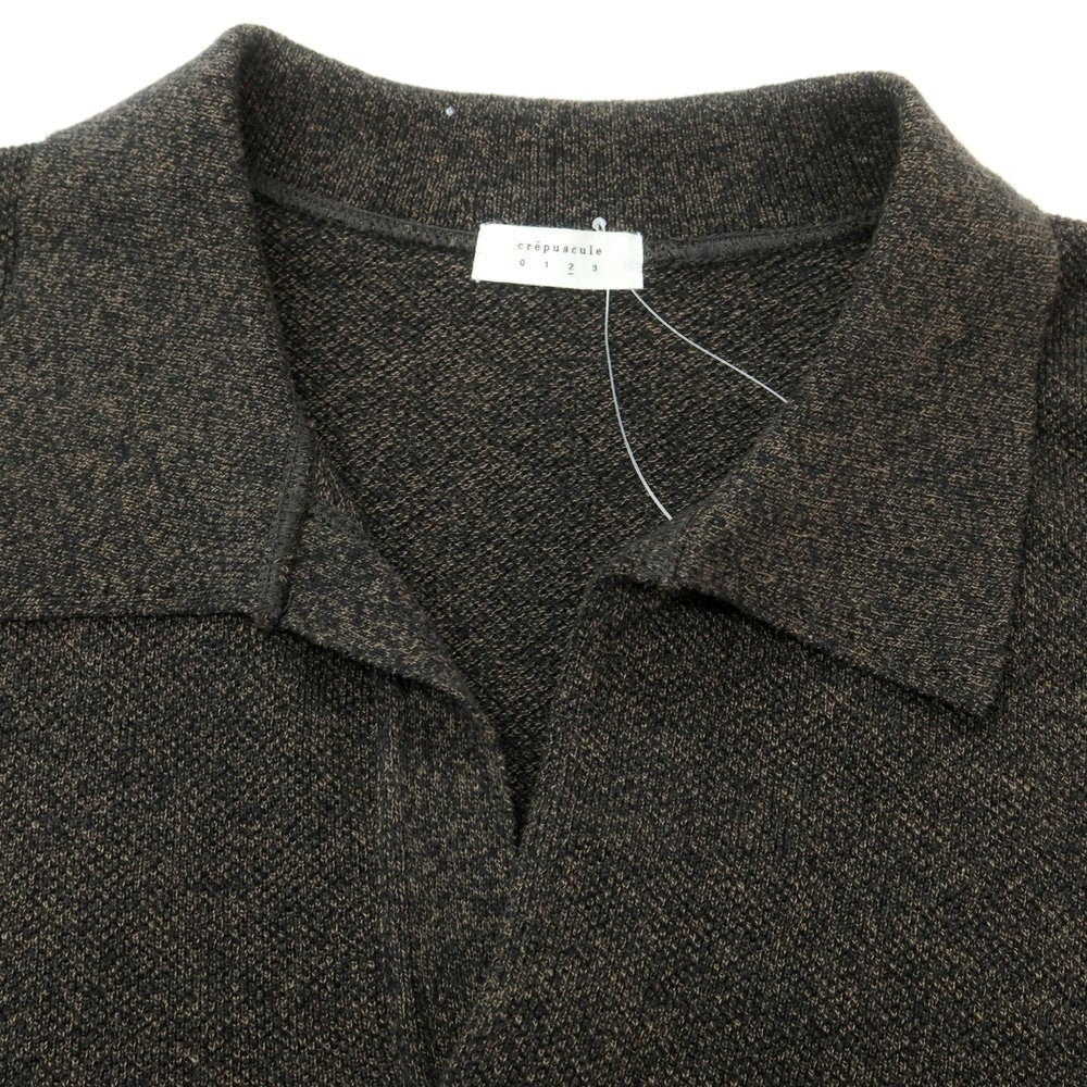 【中古】クレプスキュール crepuscule URBAN RESEARCH別注 2025年春夏 コットンリネン スキッパー 半袖 ポロニット ブラックxブラウン【 2 】【 状態ランクB 】【 メンズ 】