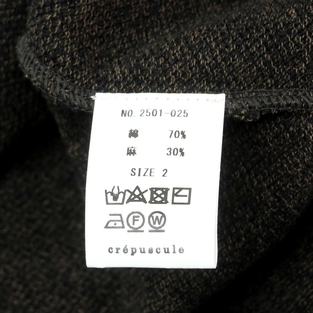 【中古】クレプスキュール crepuscule URBAN RESEARCH別注 2025年春夏 コットンリネン スキッパー 半袖 ポロニット ブラックxブラウン【 2 】【 状態ランクB 】【 メンズ 】