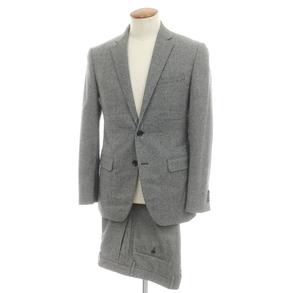 【中古】エストネーション ESTNATION ウール ハウンドトゥース 2つボタンスーツ グレー【 48 】【 状態ランクB 】【 メンズ 】