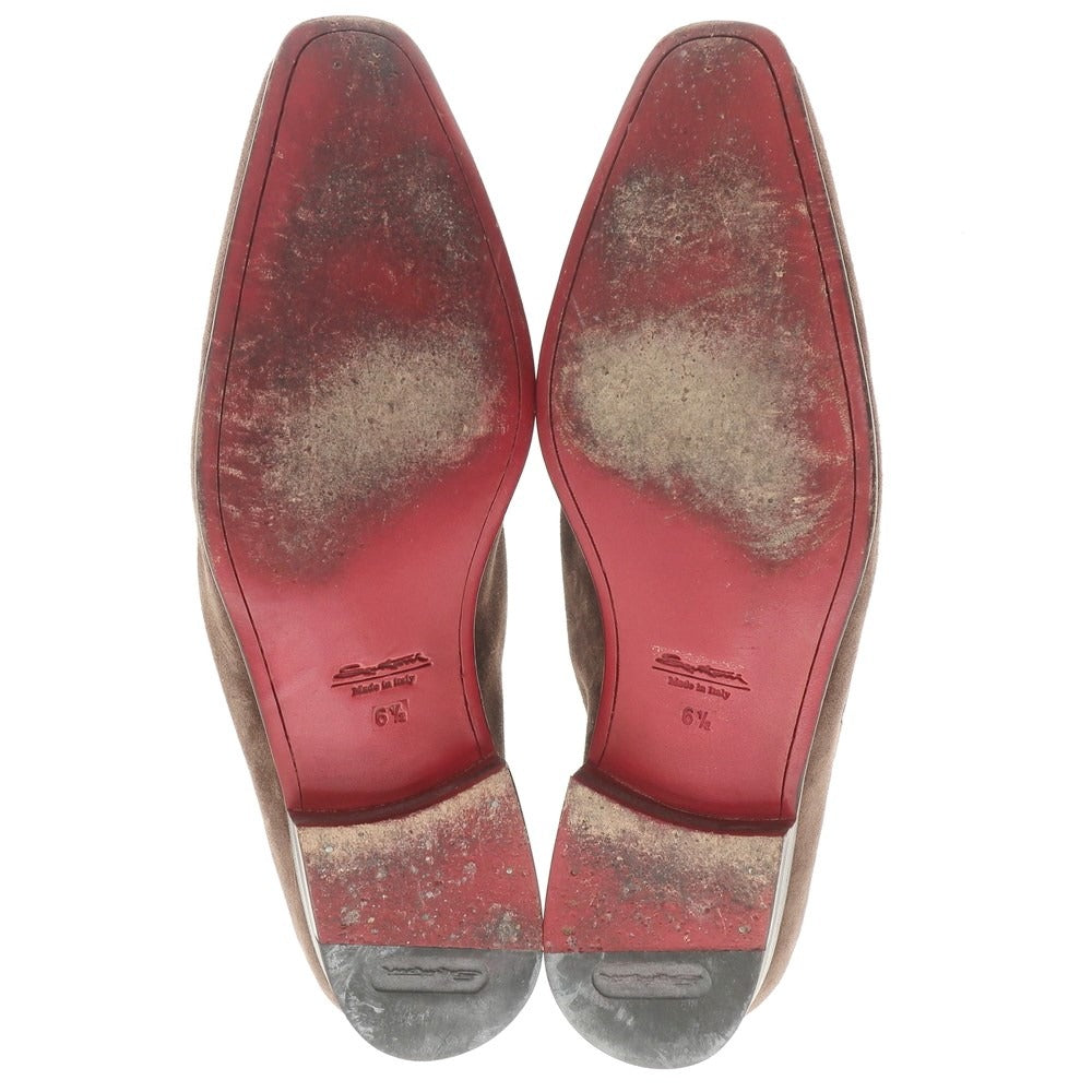 【中古】サントーニ Santoni スエード Uチップリボンローファー ブラウン【 6 1/2 F 】【 状態ランクB 】【 メンズ 】