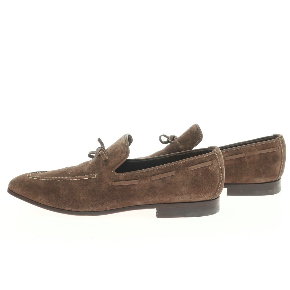 【中古】サントーニ Santoni スエード Uチップリボンローファー ブラウン【 6 1/2 F 】【 状態ランクB 】【 メンズ 】