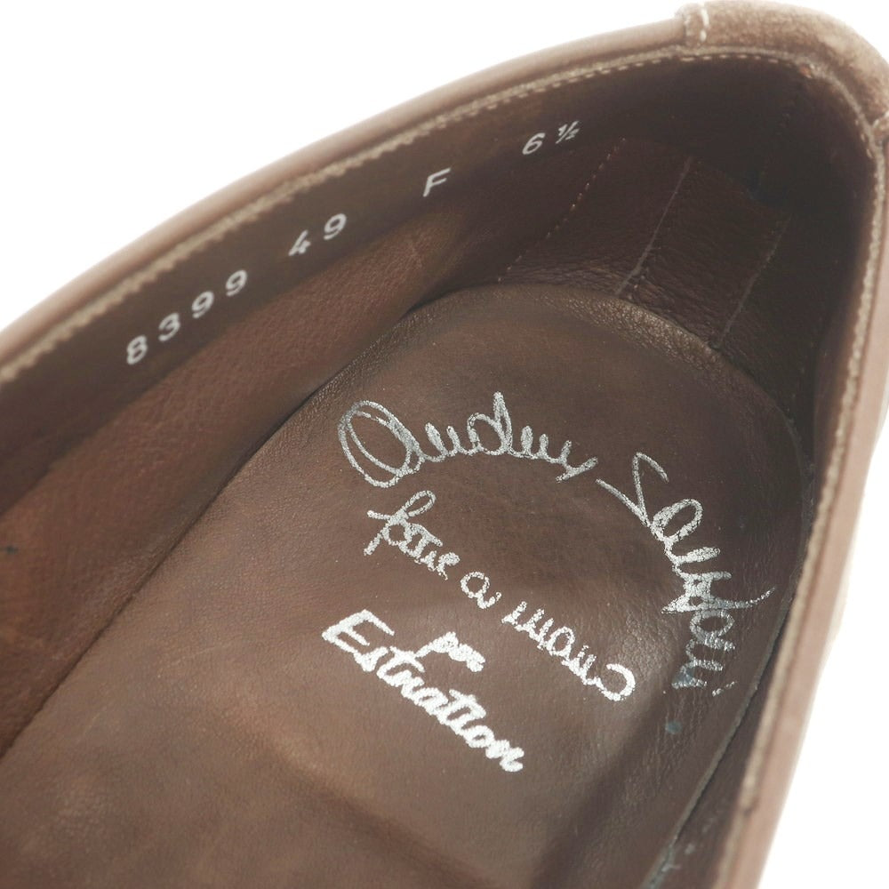 【中古】サントーニ Santoni スエード Uチップリボンローファー ブラウン【 6 1/2 F 】【 状態ランクB 】【 メンズ 】