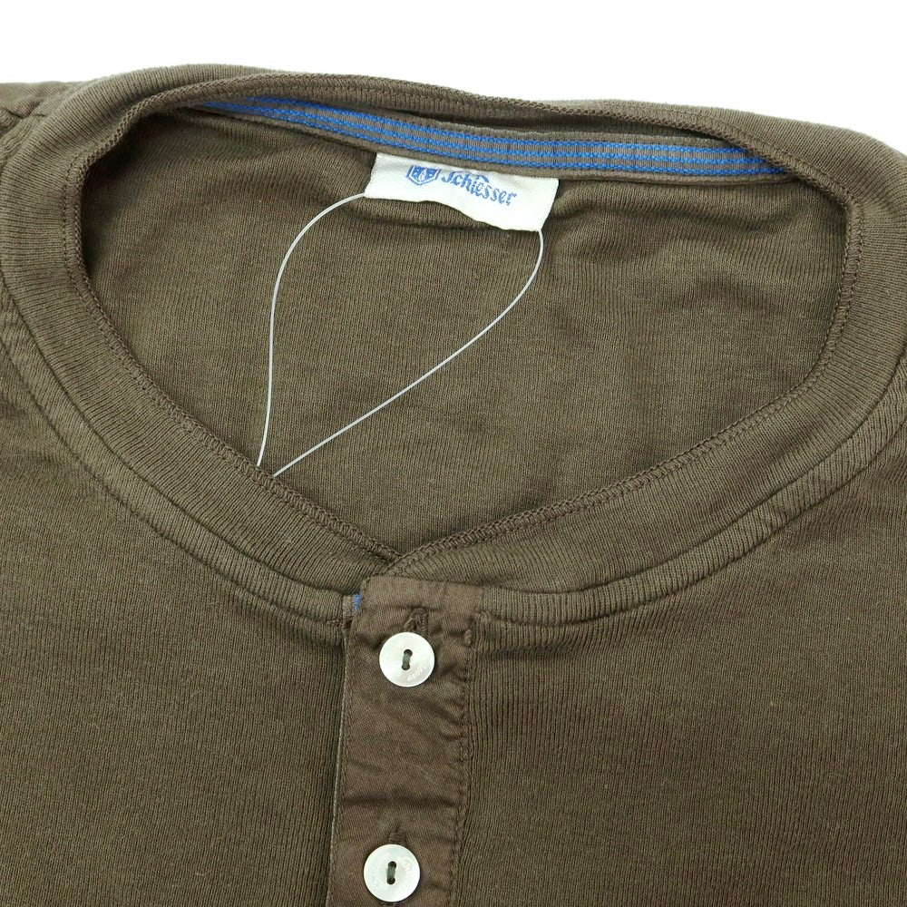 【中古】シーサー Schiesser コットン ヘンリーネック 長袖Tシャツ ダークオリーブ系【 4/S 】【 状態ランクB 】【 メンズ 】