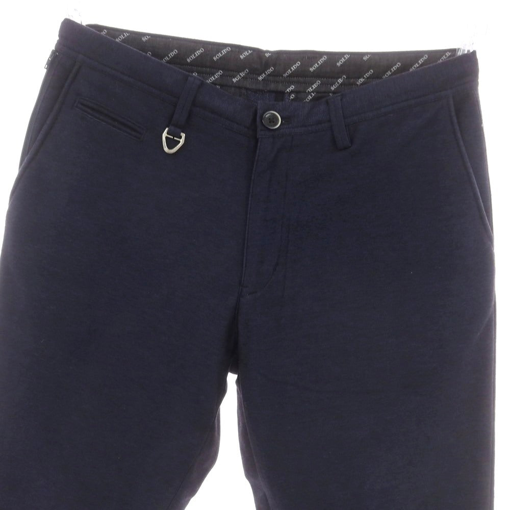 【中古】ソリード SOLIDO コットン系 ジャージー イージースラックスパンツ ネイビー【 表記なし(L位) 】【 状態ランクB 】【 メンズ 】
