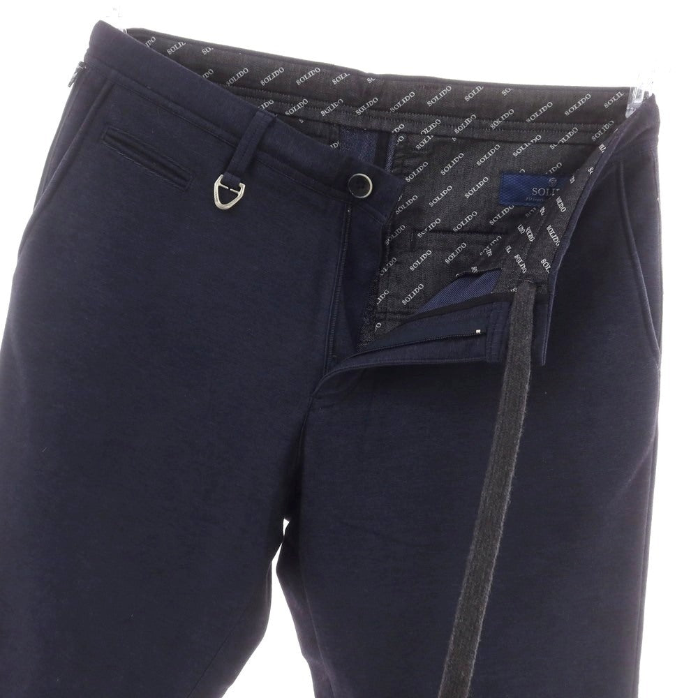 【中古】ソリード SOLIDO コットン系 ジャージー イージースラックスパンツ ネイビー【 表記なし(L位) 】【 状態ランクB 】【 メンズ 】